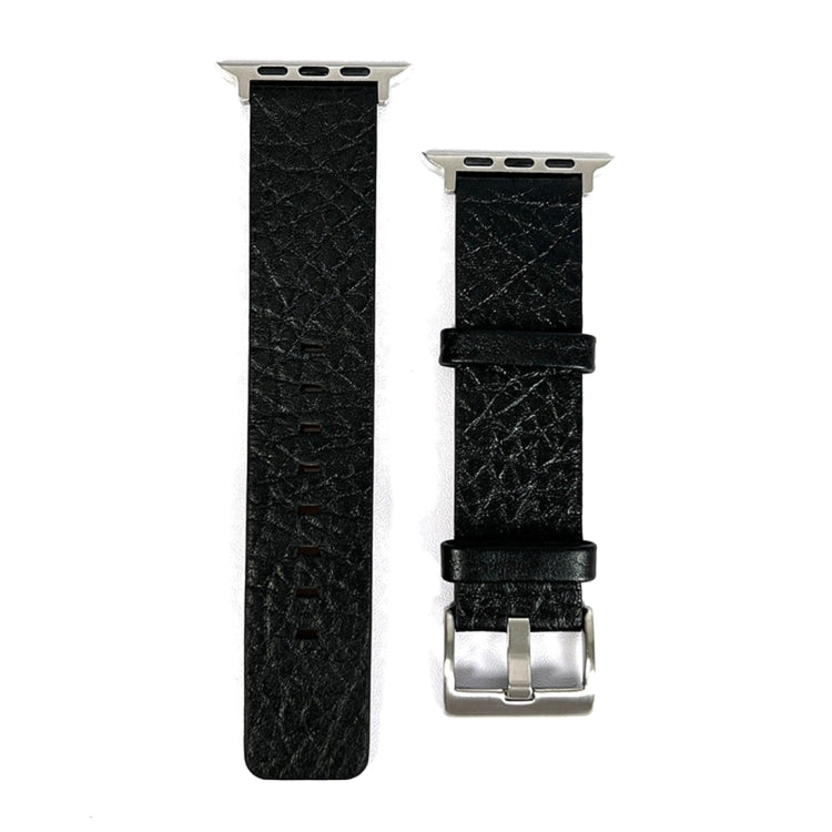 Black buffalo leather watch band for Apple Watch Ultra 2 49mm, designed for comfortable wear, with easy installation and adjustment.