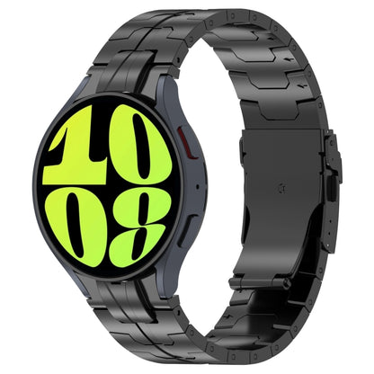 Black stainless steel button style watch band for Samsung Galaxy Watch 6 / 6 Classic, designed for comfortable and easy wear.