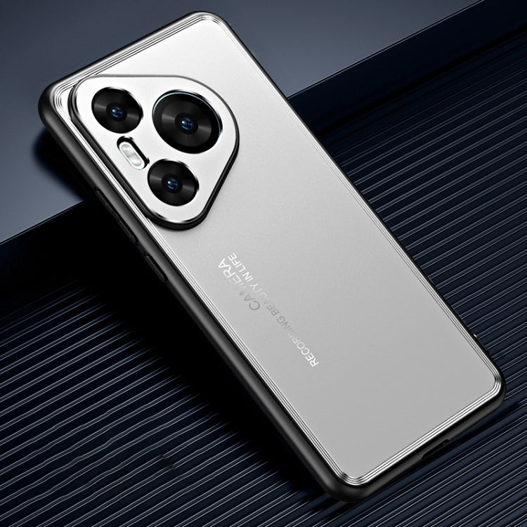 Silver frosted metal phone case designed for Huawei Pura 70 Pro and Pro+ models, offering precise fit and full protection.