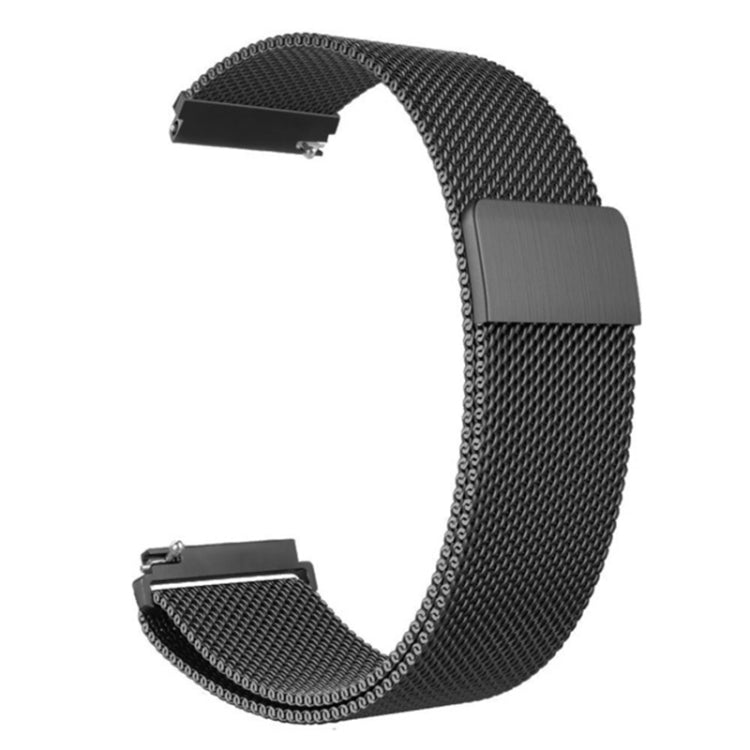 Black Milan stainless steel watch band for Garmin Lily 2 14mm smart watch, designed for comfortable and easy wear, featuring a mesh-like form.