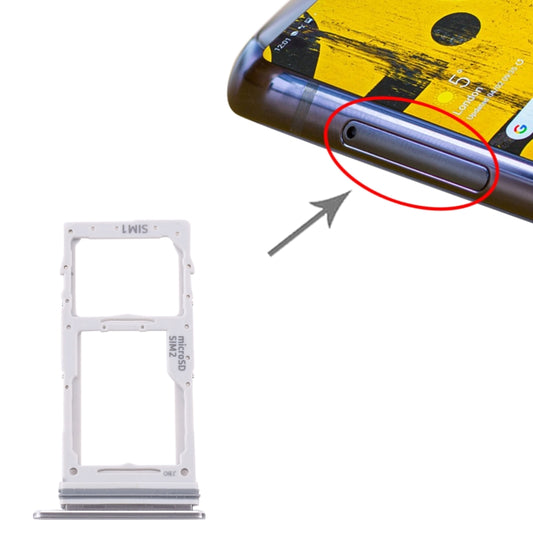 Samsung Galaxy Note 10 Lite SM-N770 SIM card tray replacement, silver, for phone repair or broken part replacement, dual tray for SIM and Micro SD.