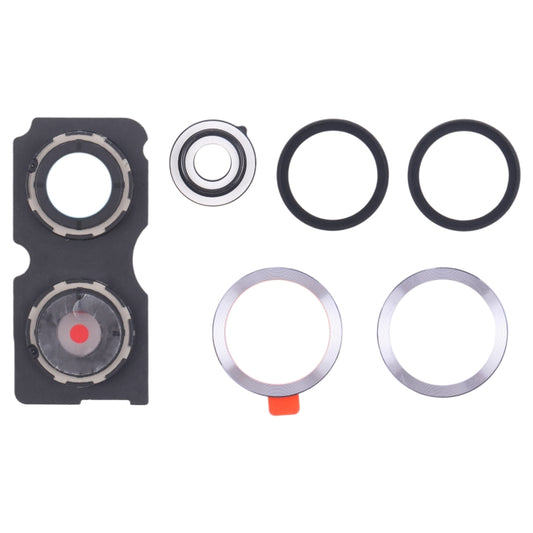 Replacement silver back camera lens frame for Xiaomi Redmi Note 13 Pro+, suitable for repairs and replacements, made of metal.
